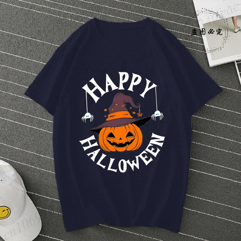 Happy Halloween Pumpkin Graphic Tee for Women