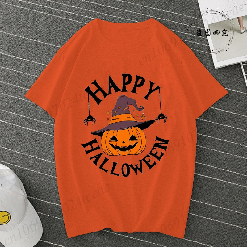 Happy Halloween Pumpkin Graphic Tee for Women