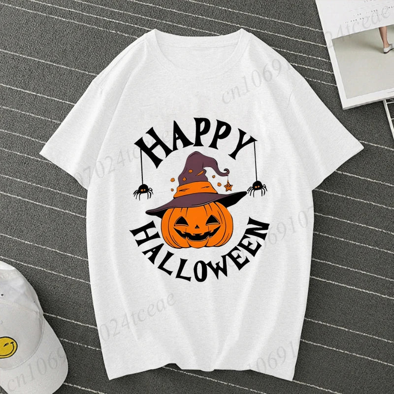 Happy Halloween Pumpkin Graphic Tee for Women