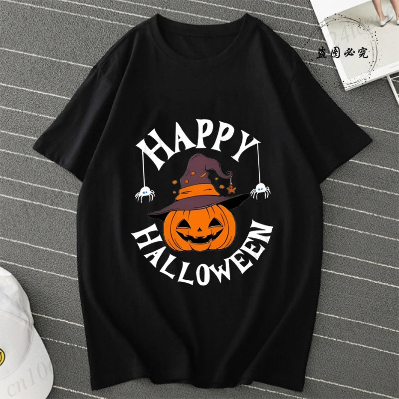 Happy Halloween Pumpkin Graphic Tee for Women