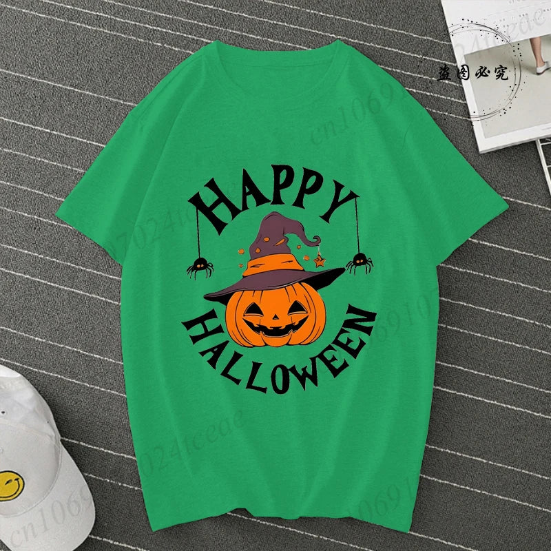 Happy Halloween Pumpkin Graphic Tee for Women